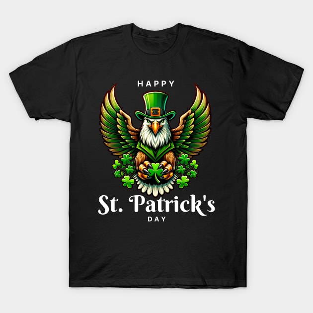 an eagle with green leprechaun hat - Happy st patricks day T-Shirt by JunThara